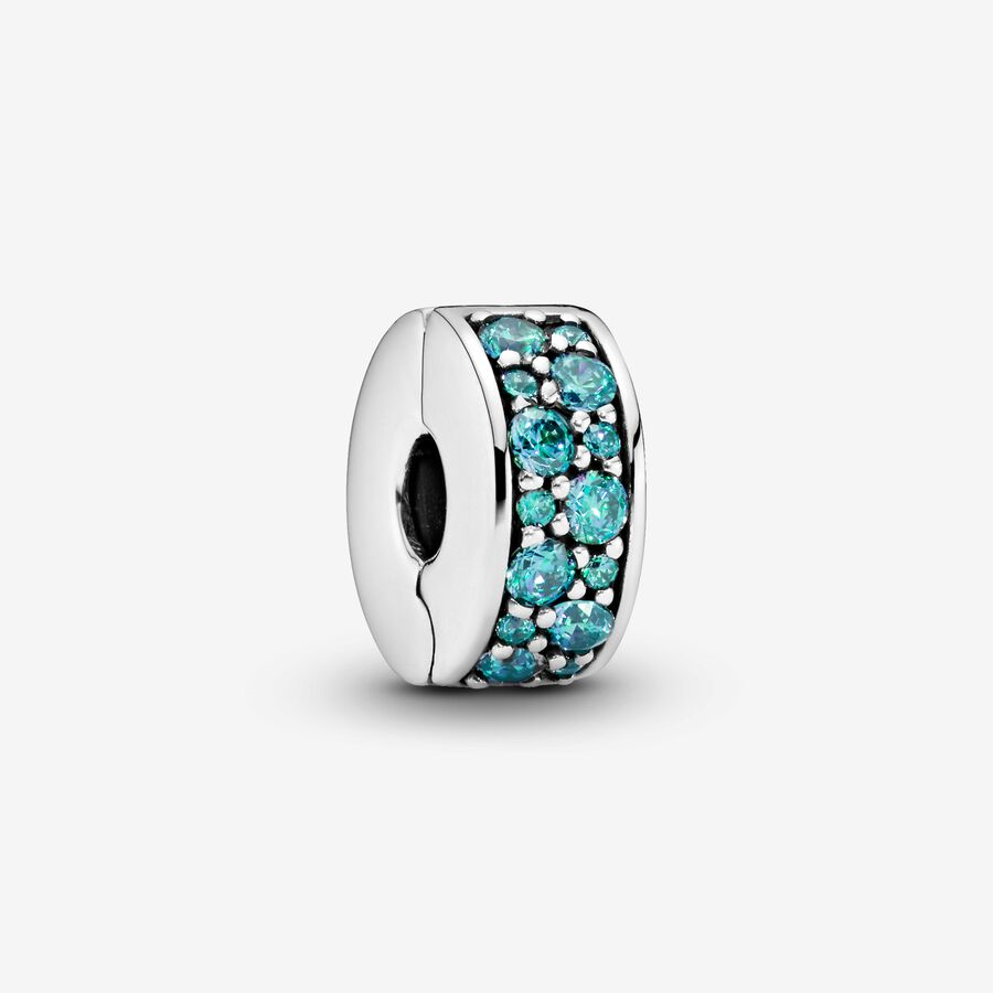 Pandora Momenrts Teal Pavé Clip Charm