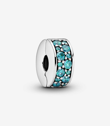 Pandora Momenrts Teal Pavé Clip Charm
