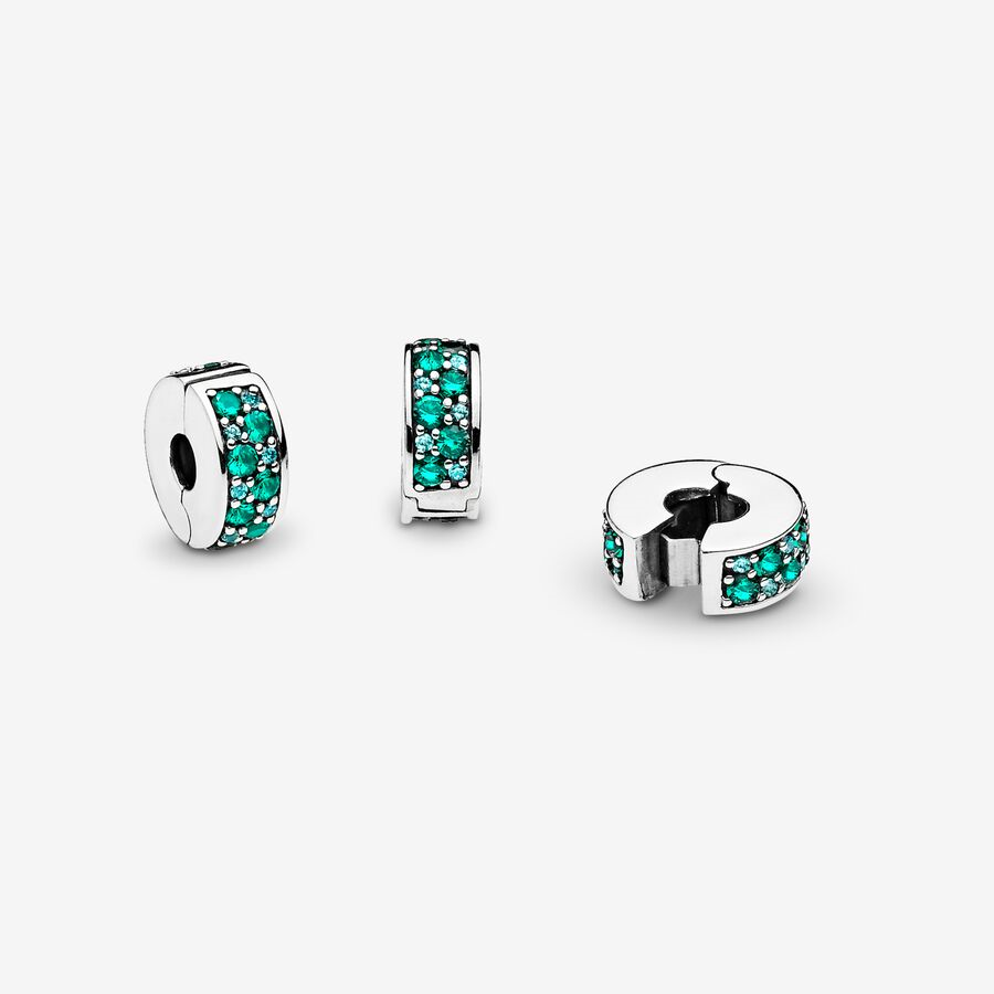 Pandora Momenrts Teal Pavé Clip Charm