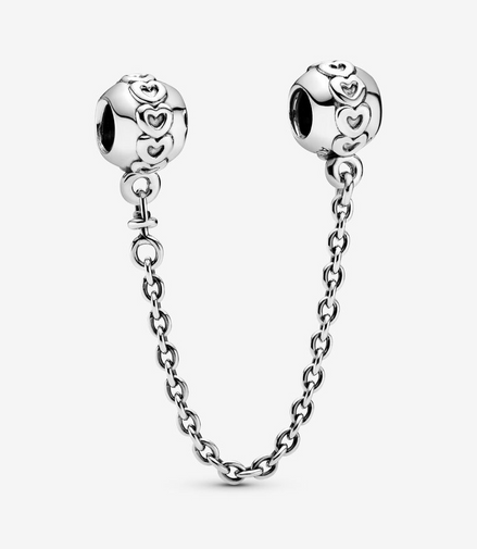 Pandora Moments Silver Band Of Hearts Chain Safety Chain