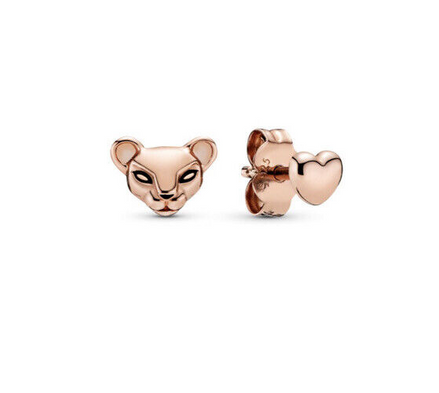 Pandora Rose Lioness And Heart Stud Earrings