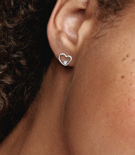 Pandora Moments Asymmetrical Heart Stud Earrings