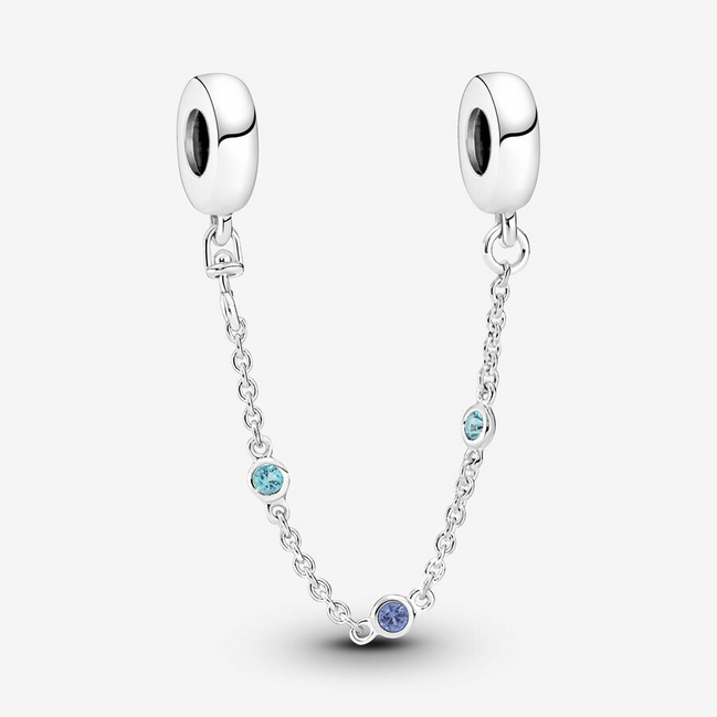 Pandora Moments Triple Blue Stone Safety Chain