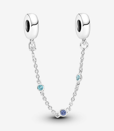Pandora Moments Triple Blue Stone Safety Chain