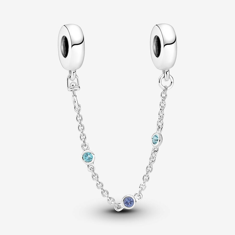 Pandora Moments Triple Blue Stone Safety Chain