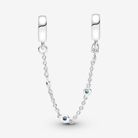 Pandora Moments Triple Blue Stone Safety Chain
