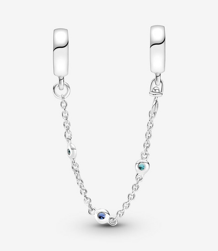 Pandora Moments Triple Blue Stone Safety Chain