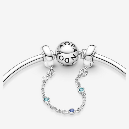 Pandora Moments Triple Blue Stone Safety Chain