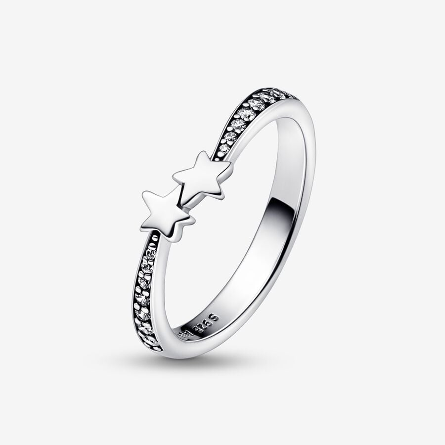 Pandora Moments Shooting Stars Sparkling Ring Size 7.5