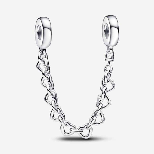 Pandora Moments Linked Hearts Safety Chain