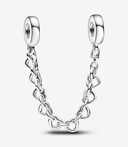 Pandora Moments Linked Hearts Safety Chain