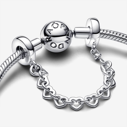 Pandora Moments Linked Hearts Safety Chain