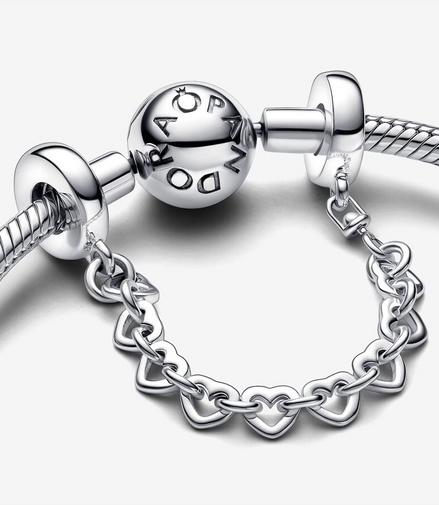 Pandora Moments Linked Hearts Safety Chain
