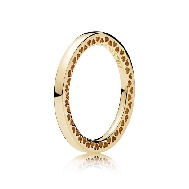 Pandora Gold Classic Hearts of Pandora Ring Size 6