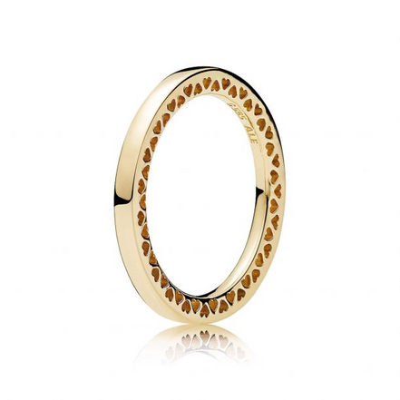 Pandora Gold Classic Hearts of Pandora Ring Size 6