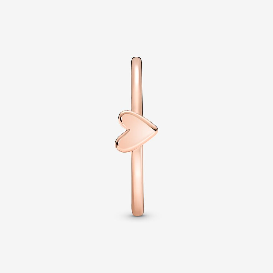 Pandora Moments Rose Gold Free Hand Heart Ring Size 7