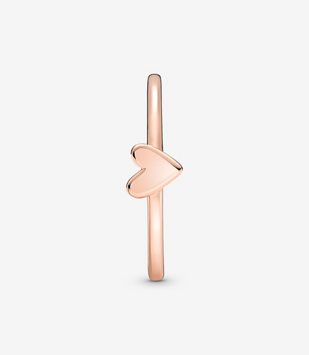 Pandora Moments Rose Gold Free Hand Heart Ring Size 7
