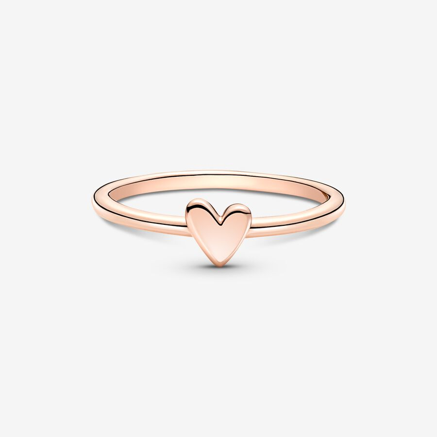 Pandora Moments Rose Gold Free Hand Heart Ring Size 7