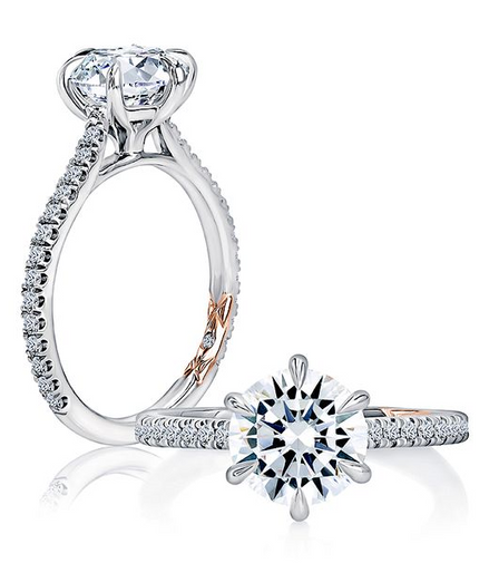 A.JAFFE 14K Gold And 6 Prong Solitaire Diamond Semi-Mount Engagement Ring