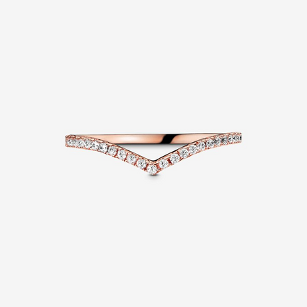 Pandora Timeless Sparkling Clear Wishbone Ring Size 7.5