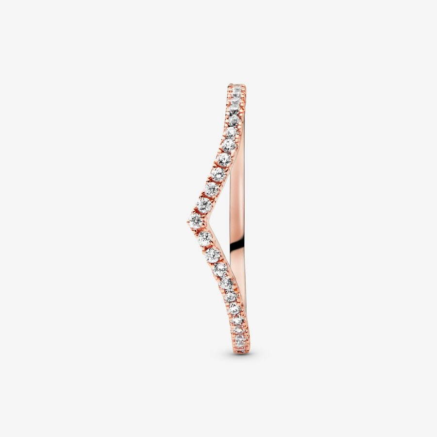 Pandora Timeless Sparkling Wishbone Ring Size 8.5