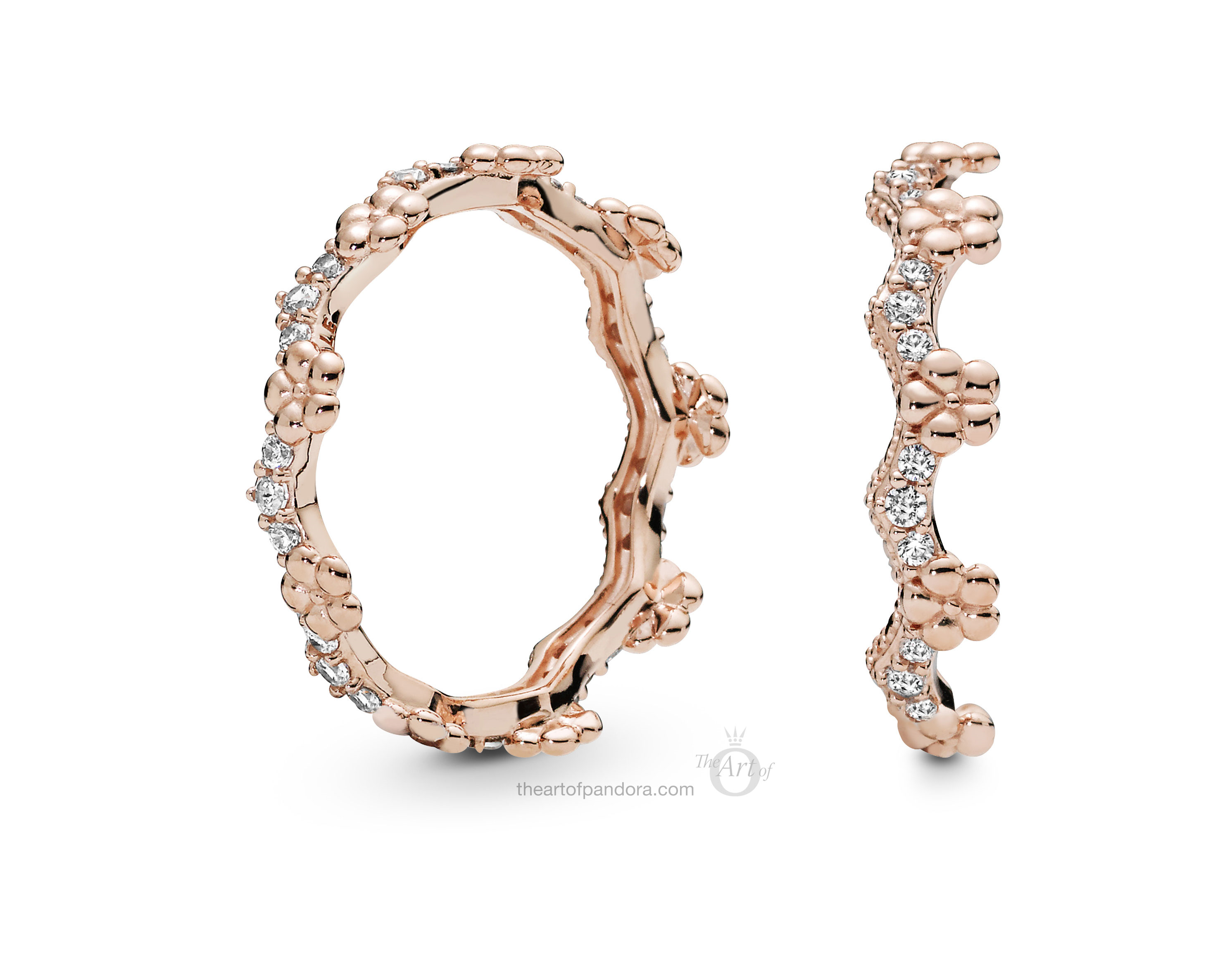 Pandora Timeless Rose Flower Crown Ring Size 6