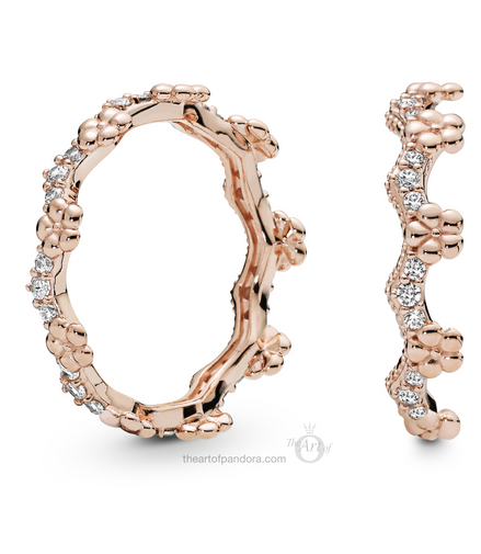 Pandora Timeless Rose Flower Crown Ring Size 6