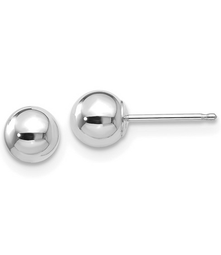 14K White Gold Polished Ball Post Earrings