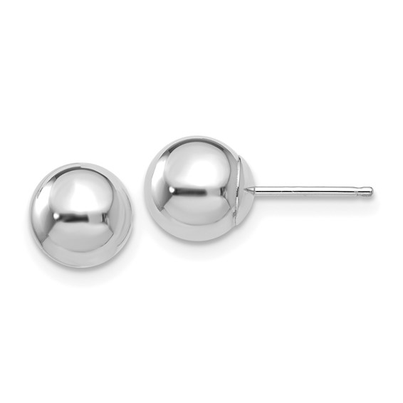 14K White Gold 7mm Polished Puffed Ball Earrings