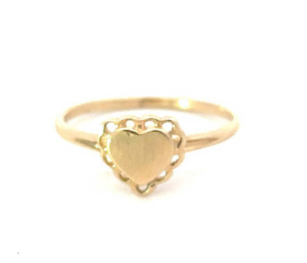 14K Gold Heart Signet Engravable Ring
