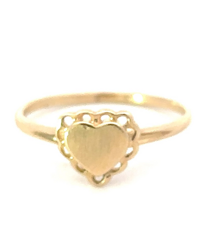 14K Gold Heart Signet Engravable Ring