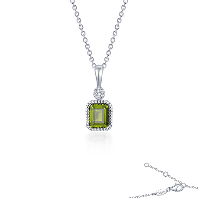 Lafonn 0.91 CTW Simulated Diamond And Simulated Peridot August Birthstone Necklace