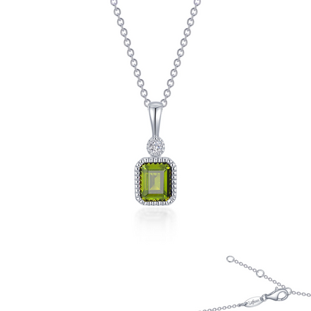 Lafonn 0.91 CTW Simulated Diamond And Simulated Peridot August Birthstone Necklace