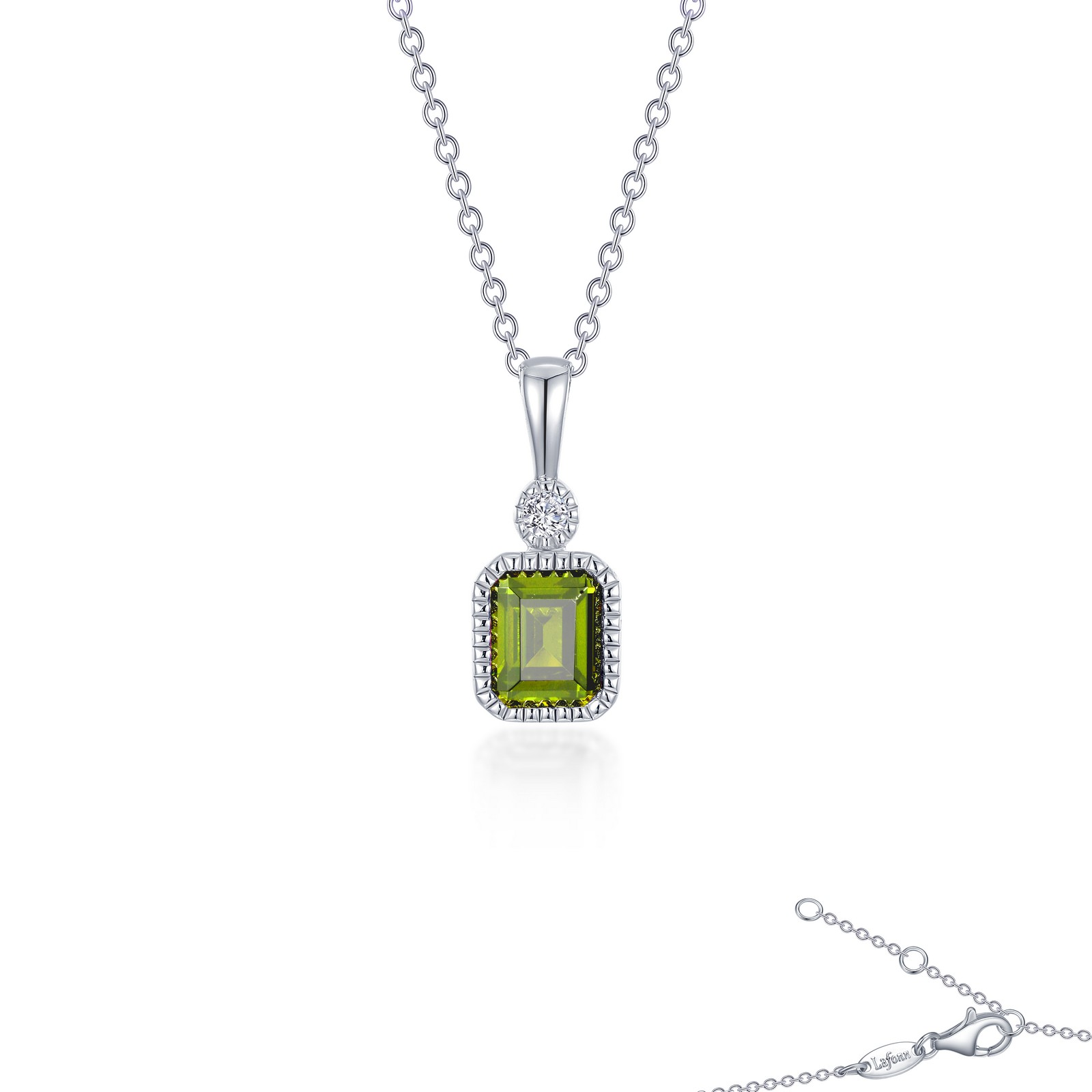 Lafonn 0.91 CTW Simulated Diamond And Simulated Peridot August Birthstone Necklace