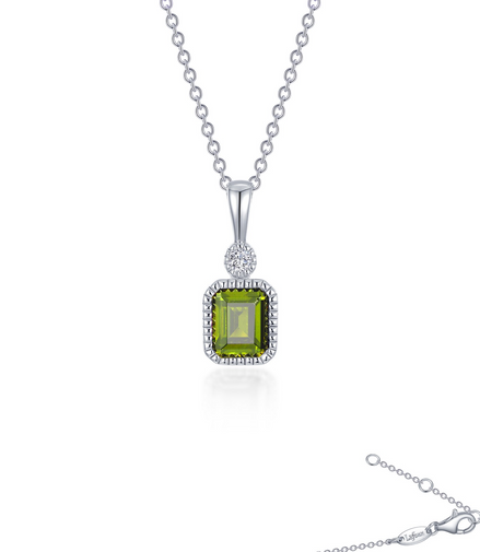Lafonn 0.91 CTW Simulated Diamond And Simulated Peridot August Birthstone Necklace