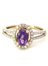 14K Yellow Gold Oval Cut Amethyst And Diamond Ring