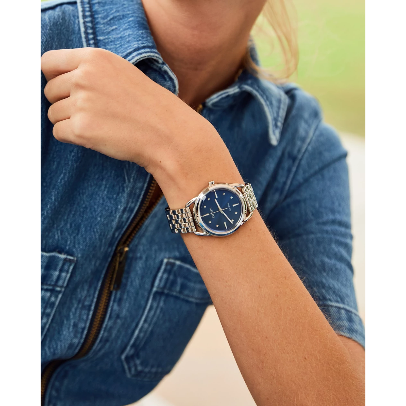 Citizen Ladies Eco-Drive Dress Classics Blue Dial  Stainless Steel Bracelet Watch