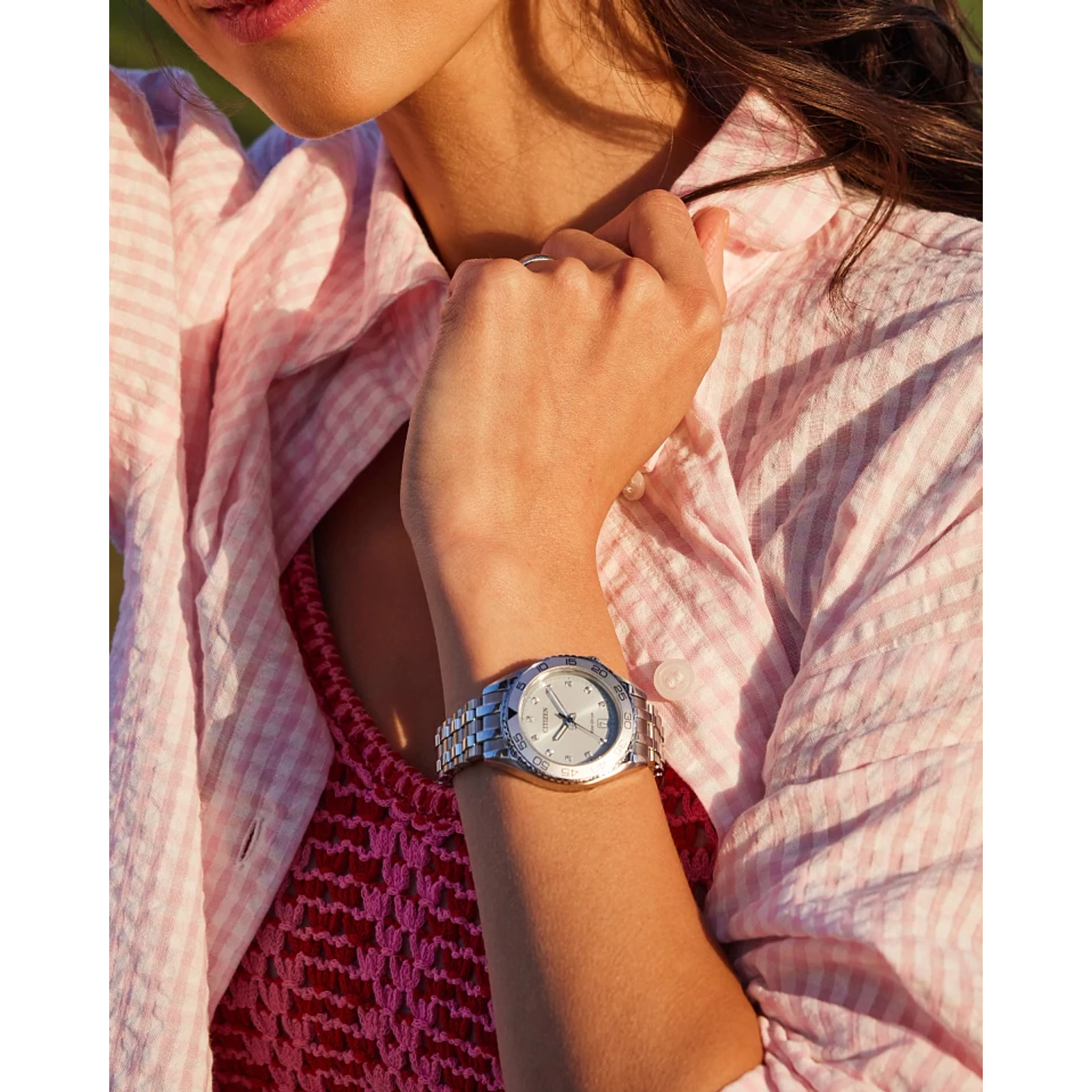Citizen Ladies Carson Eco-Drive Diamond Dial and Stainless Steel Bracelet Watch