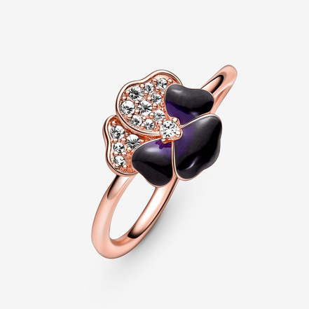 Pandora Moments Deep Purple Pansy Flower Ring Size 7.5