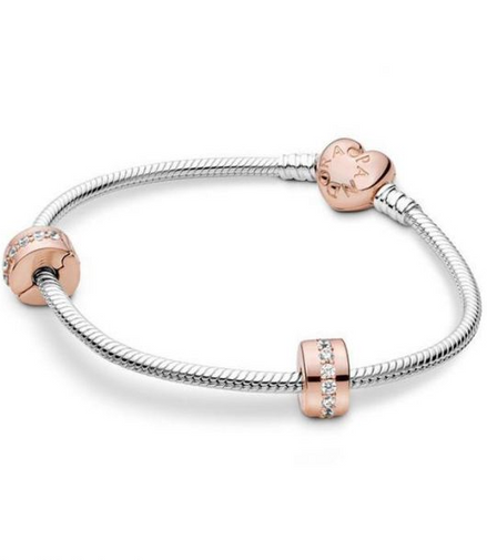 Pandora Rose Heart Clasp, Iconic Bracelet Gift Set