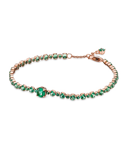 Pandora Timeless Rose Sparkling Green Pavé Tennis Bracelet Size 18