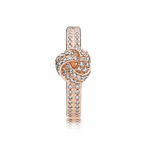 Pandora Timeless Rose Gold Shimmering Knot Ring Size 7.5