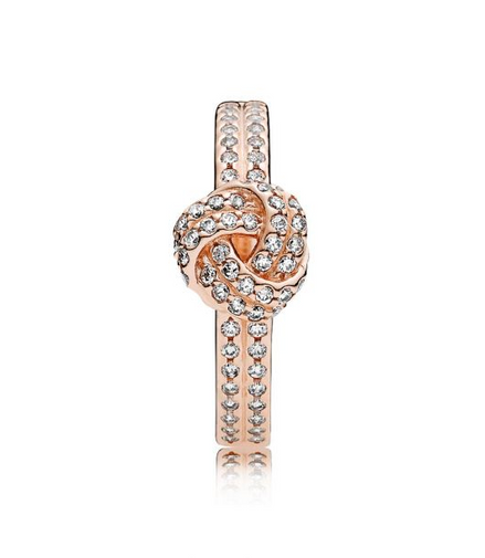 Pandora Timeless Rose Gold Shimmering Knot Ring Size 7.5