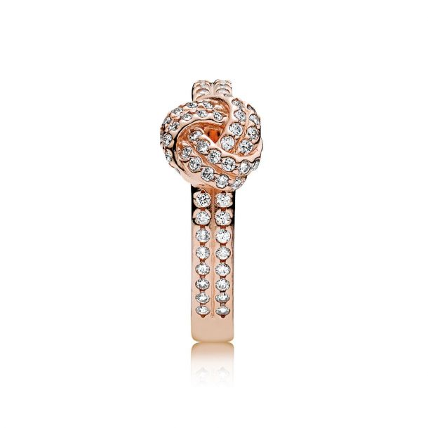 Pandora Timeless Rose Gold Shimmering Knot Ring Size 7.5