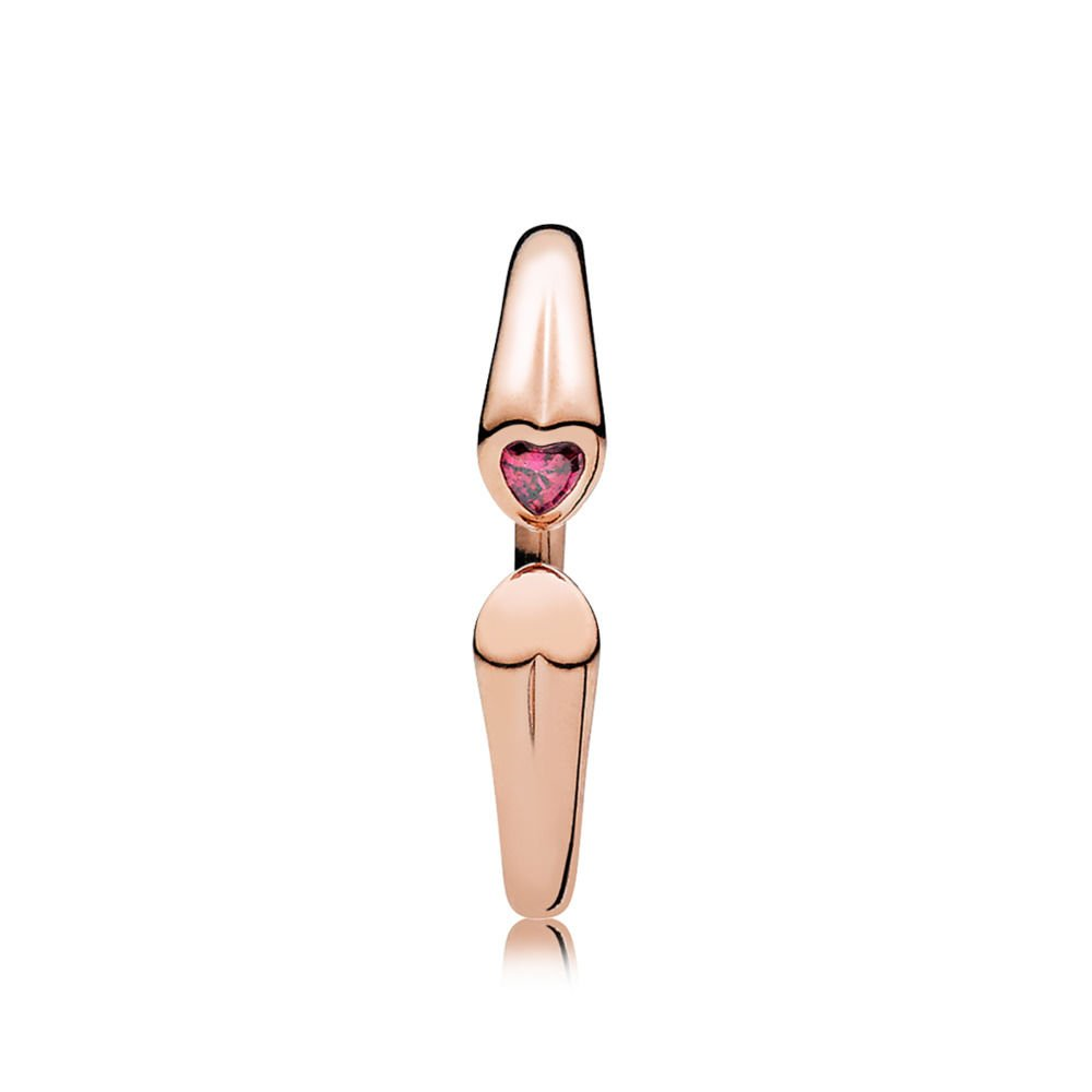 Pandora Rose Two Hearts Open Ring Size 7