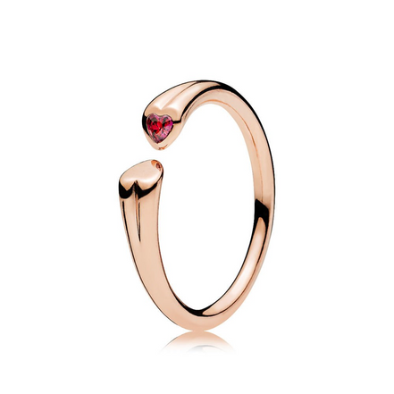 Pandora Rose Two Hearts Open Ring Size 7.5