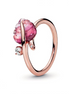 Pandora Pink Murano Glass Leaf Ring Size 5