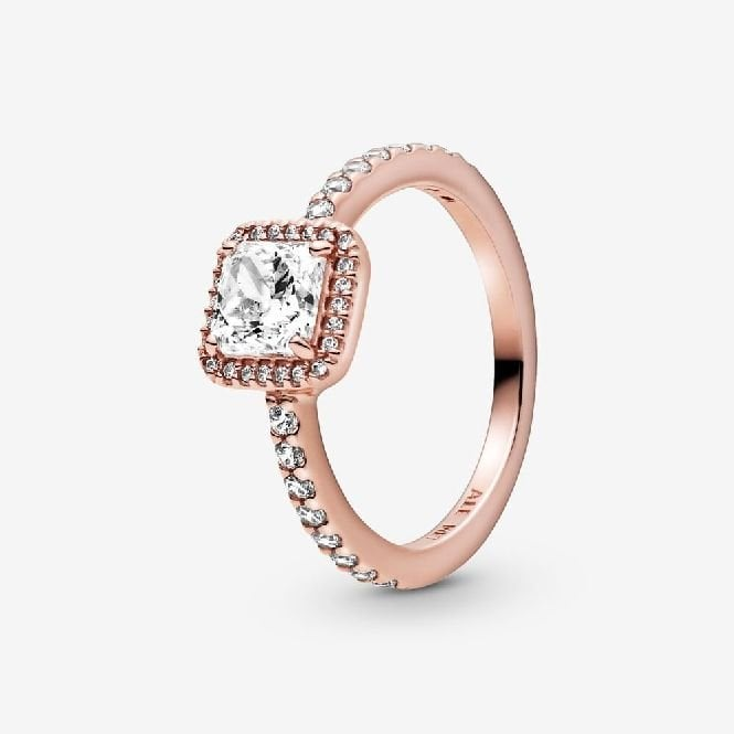 Pandora Timeless Rose Square Sparkle Halo Ring Size 7