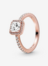 Pandora Timeless Rose Square Sparkle Halo Ring Size 7