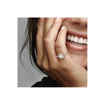 Pandora Timeless Rose Square Sparkle Halo Ring Size 7